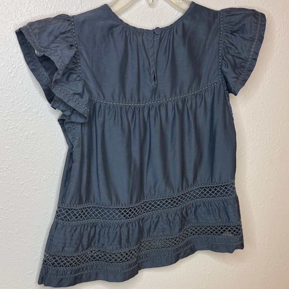Marie Oliver Pennie‎ Charcoal Silk Cotton Crotchet Flutter Sleeve Boho - XS - Picture 14 of 16